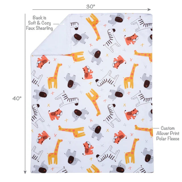 Safari-Themed Soft Fleece Baby Blanket C5110