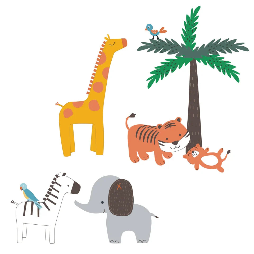 Colorful Safari Themed Wall Decals Stickers W566328