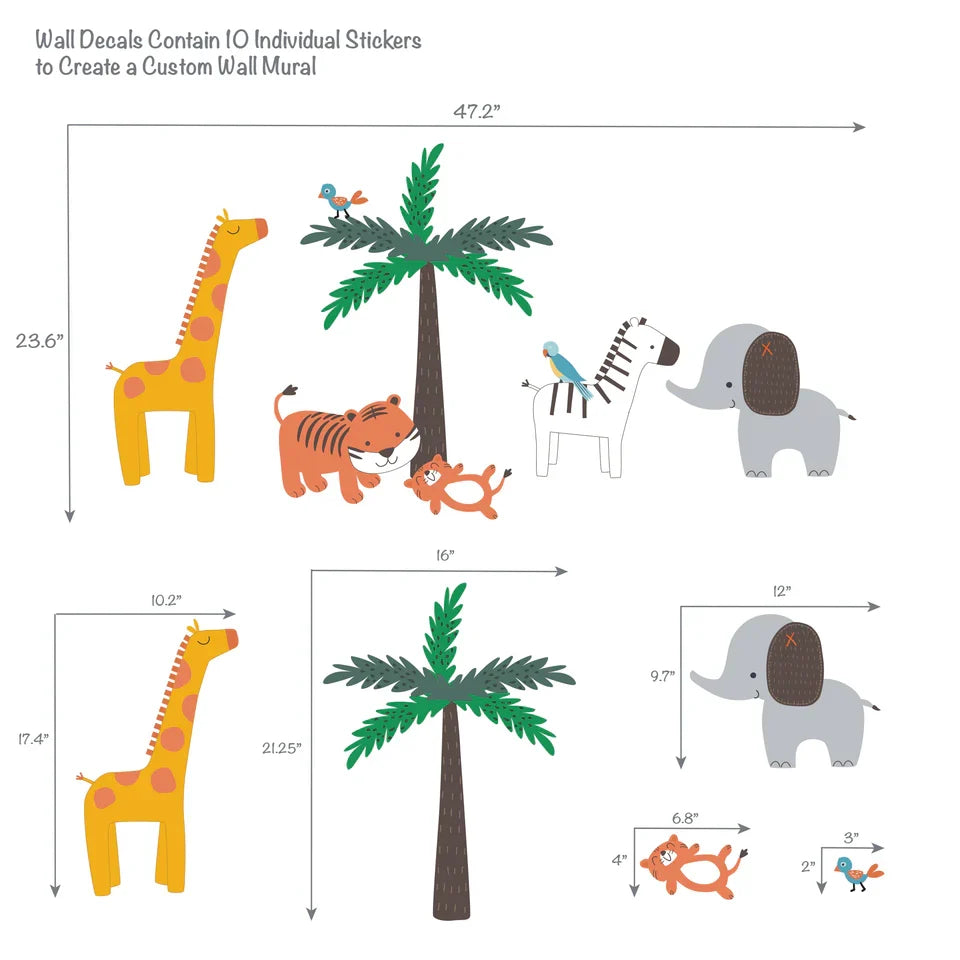 Colorful Safari Themed Wall Decals Stickers W566328