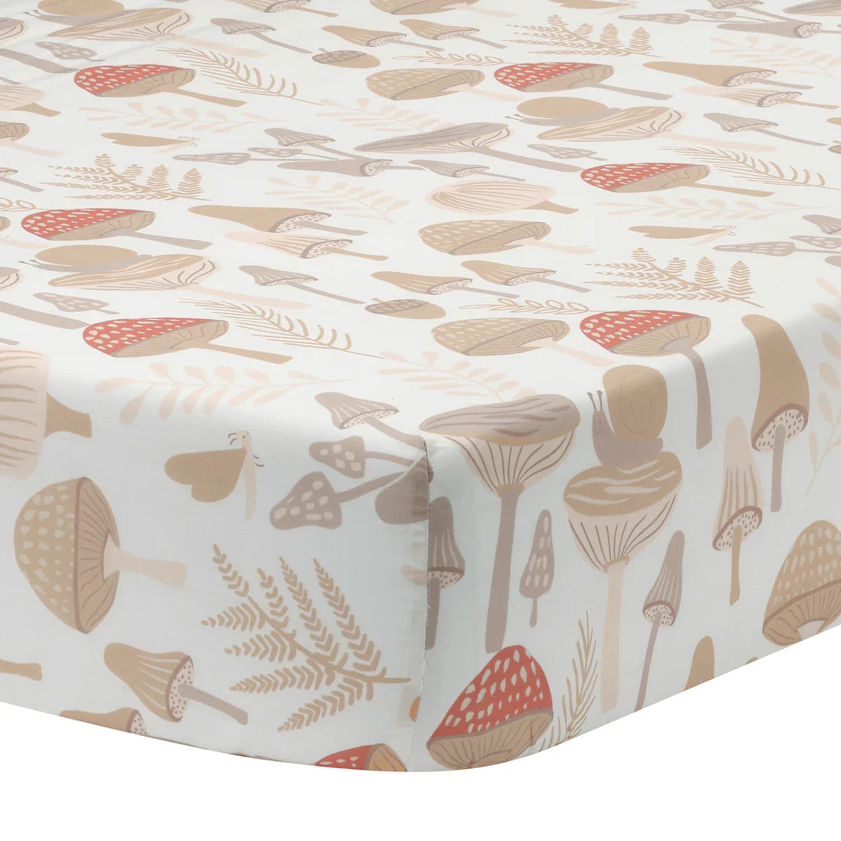 Organic Cotton Baby Crib Bedding Set, 3-Piece Mushroom Meadow D9404
