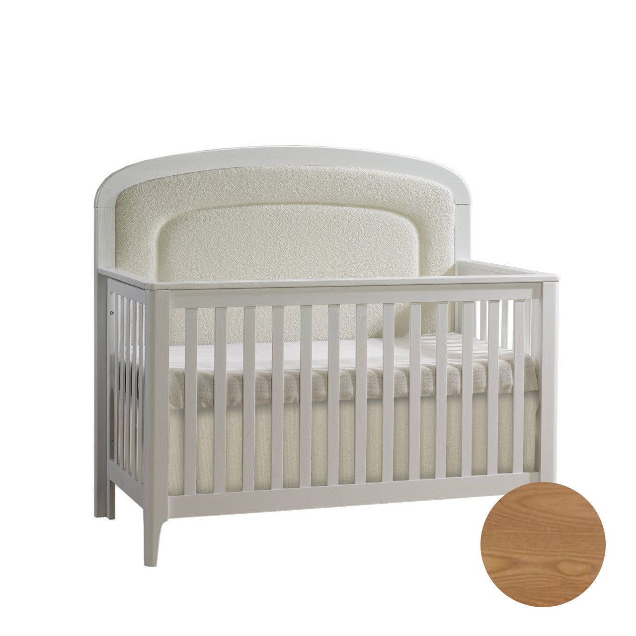 Crib to Double with Upholstered Panel Boucle Beige V166