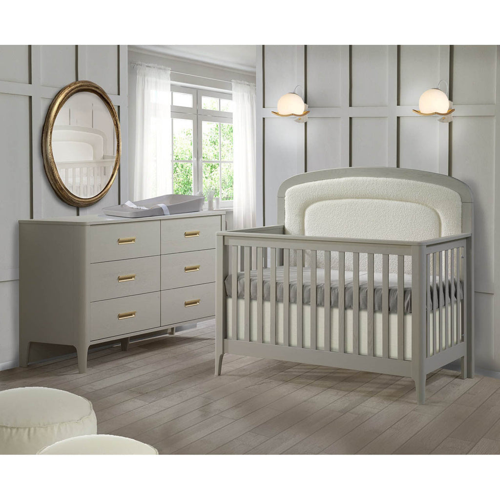 Crib to Double with Upholstered Panel Boucle Beige V166