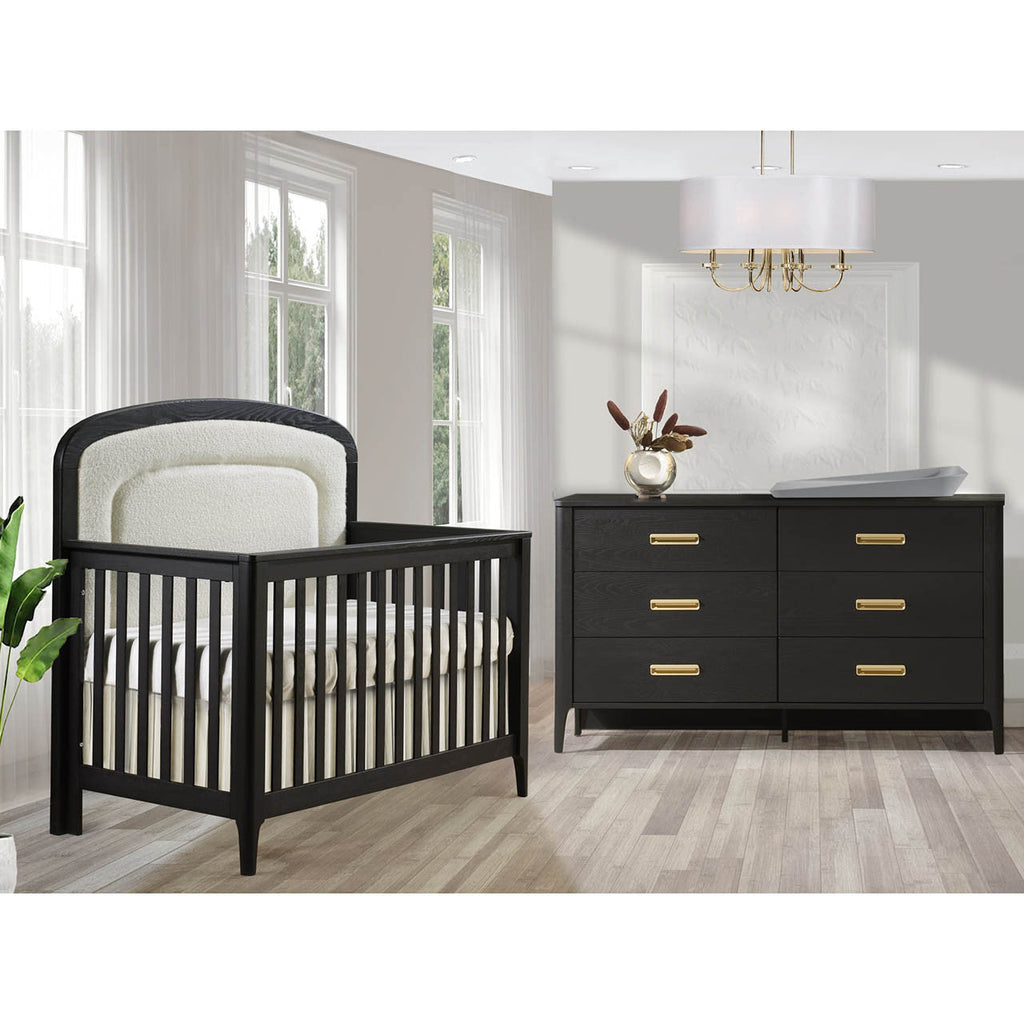 Crib to Double with Upholstered Panel Boucle Beige V166