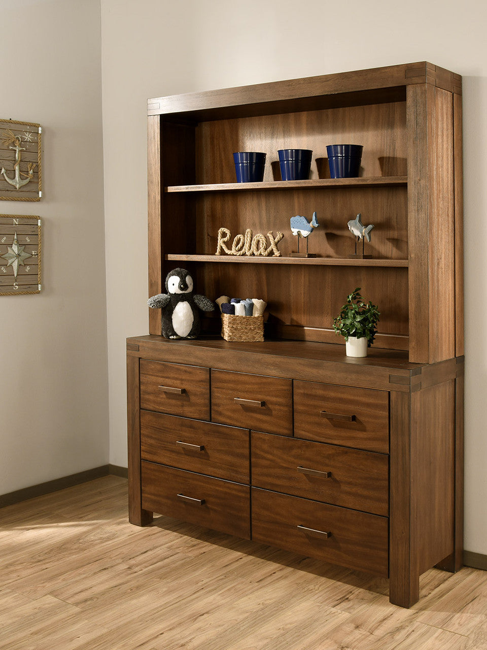 Rustic Farmhouse Brown Baby Hutch M3884