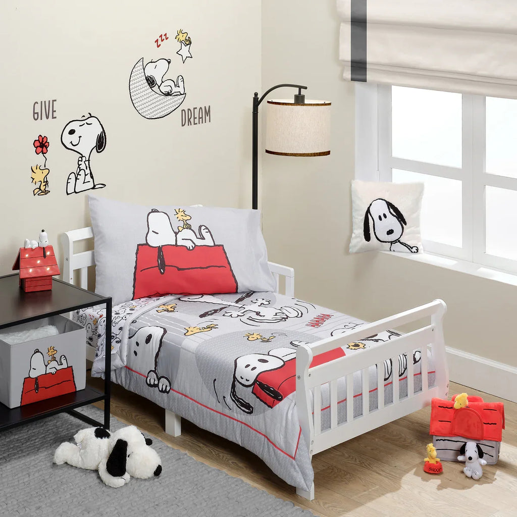 Toddler Bedding Set 4-Piece - Gray/Red/White V393