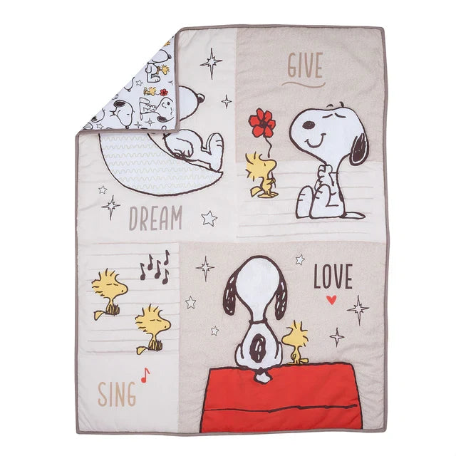 Snoopy Love 3-Piece Infant Baby Nursery Crib Bedding Set T433630