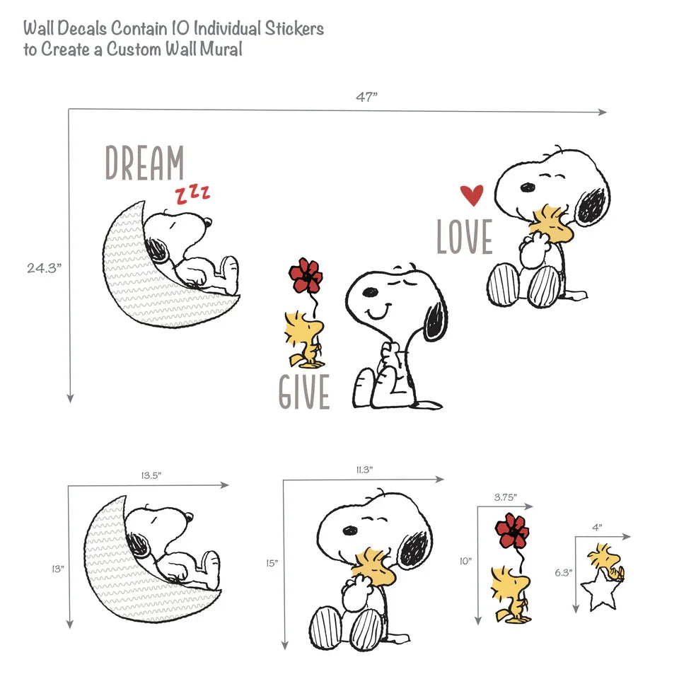 Snoopy Love Wall Decals with Woodstock Stars and Moon Q56477
