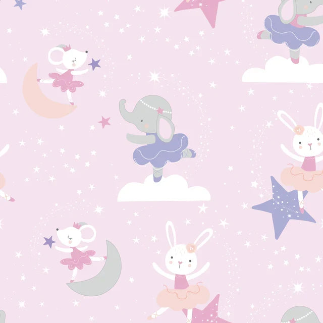 Pink Elephant Ballet Baby Fitted Crib Sheet L552