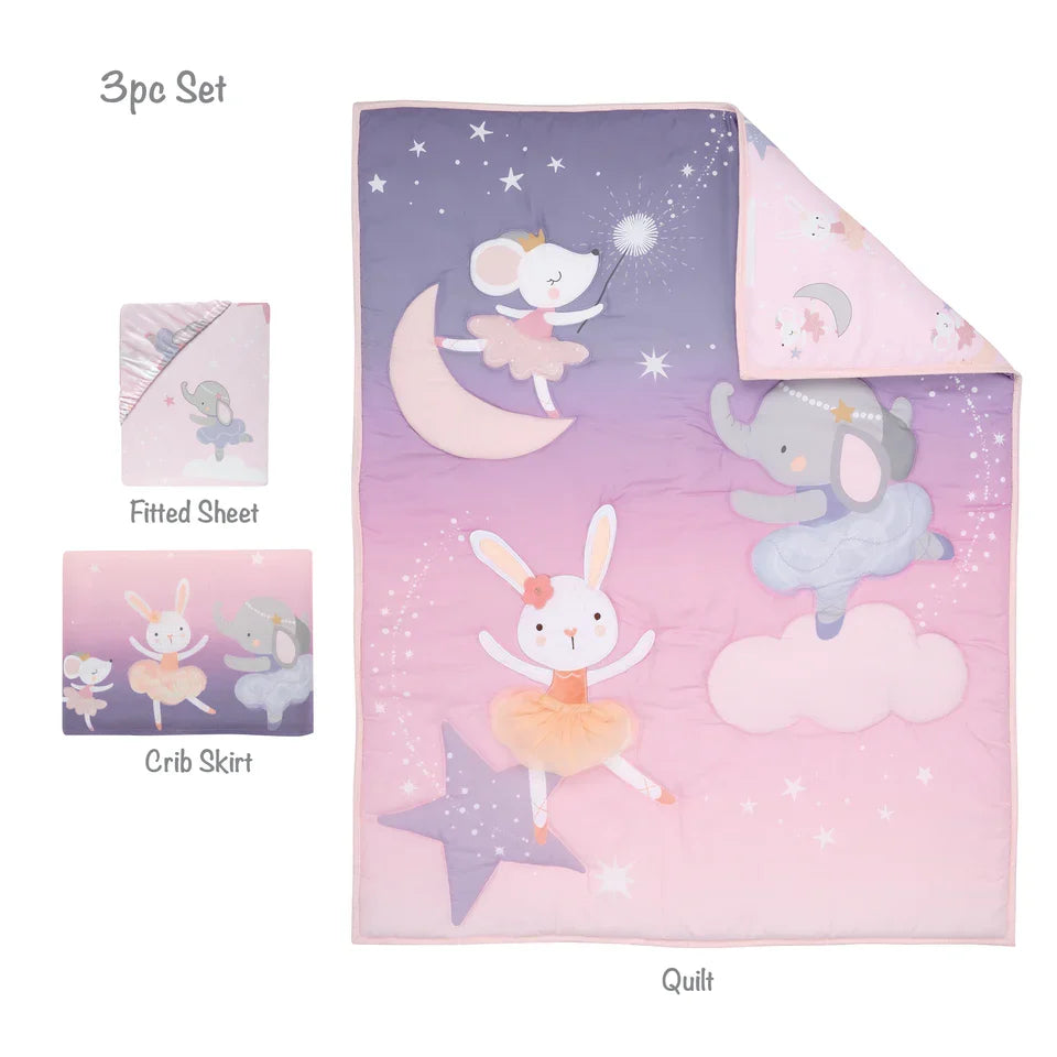 Ballet Baby Crib Bedding Set, 3-Piece L352
