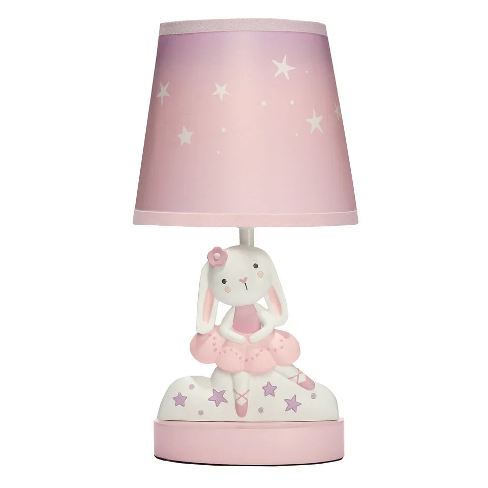 Pink Nursery Lamp with Bunny & Stars Shade U278234