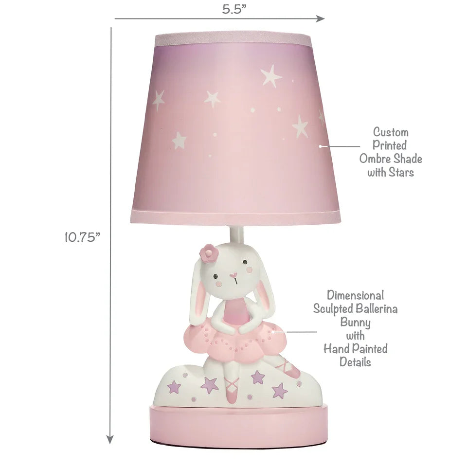 Pink Nursery Lamp with Bunny & Stars Shade U278234