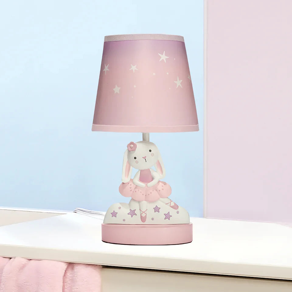 Pink Nursery Lamp with Bunny & Stars Shade U278234