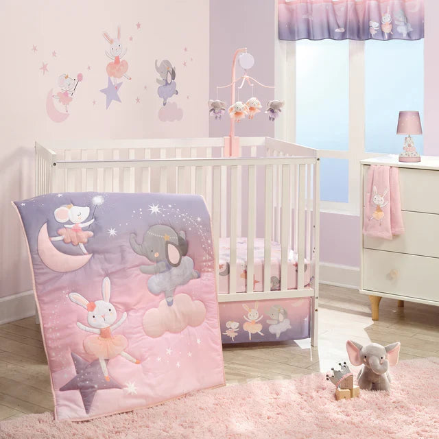 Pink Elephant Ballet Baby Fitted Crib Sheet L552