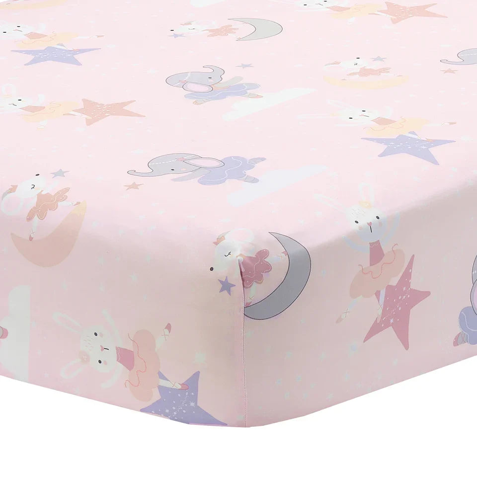 Pink Elephant Ballet Baby Fitted Crib Sheet L552