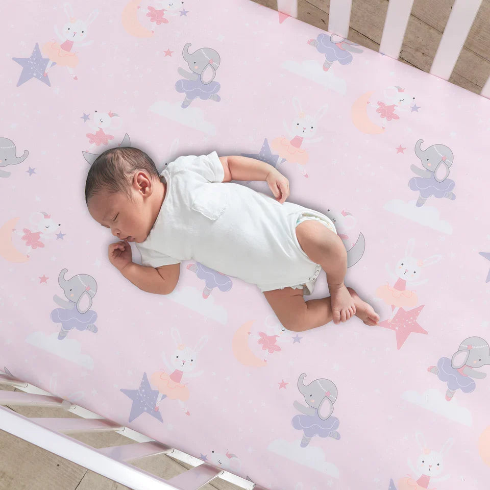 Pink Elephant Ballet Baby Fitted Crib Sheet L552
