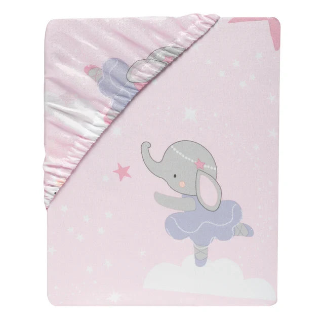 Pink Elephant Ballet Baby Fitted Crib Sheet L552