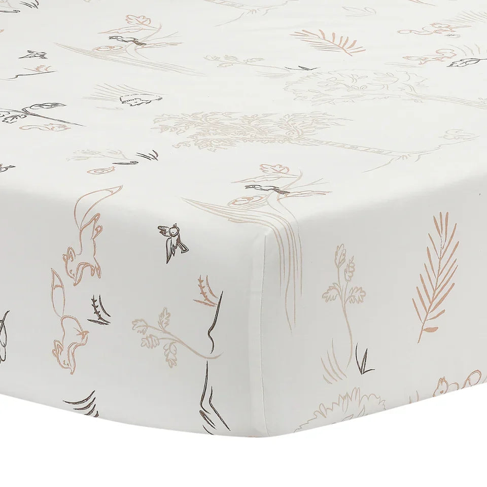 Woodland Fox Breathable Cotton Fitted Crib Sheet D6134