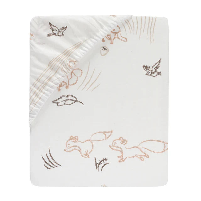 Woodland Fox Breathable Cotton Fitted Crib Sheet D6134