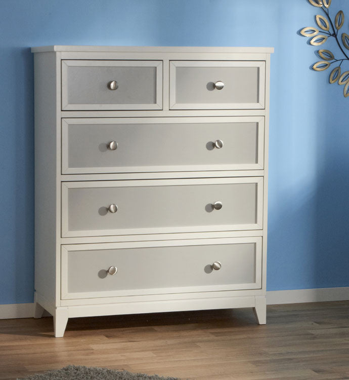 Five Drawer Dresser in White/Grey W5511