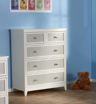 Five Drawer Dresser in White/Grey W5511