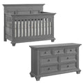 Convertible Crib and 7 Drawer Dresser Nursery Set in Dusk Gray R73755