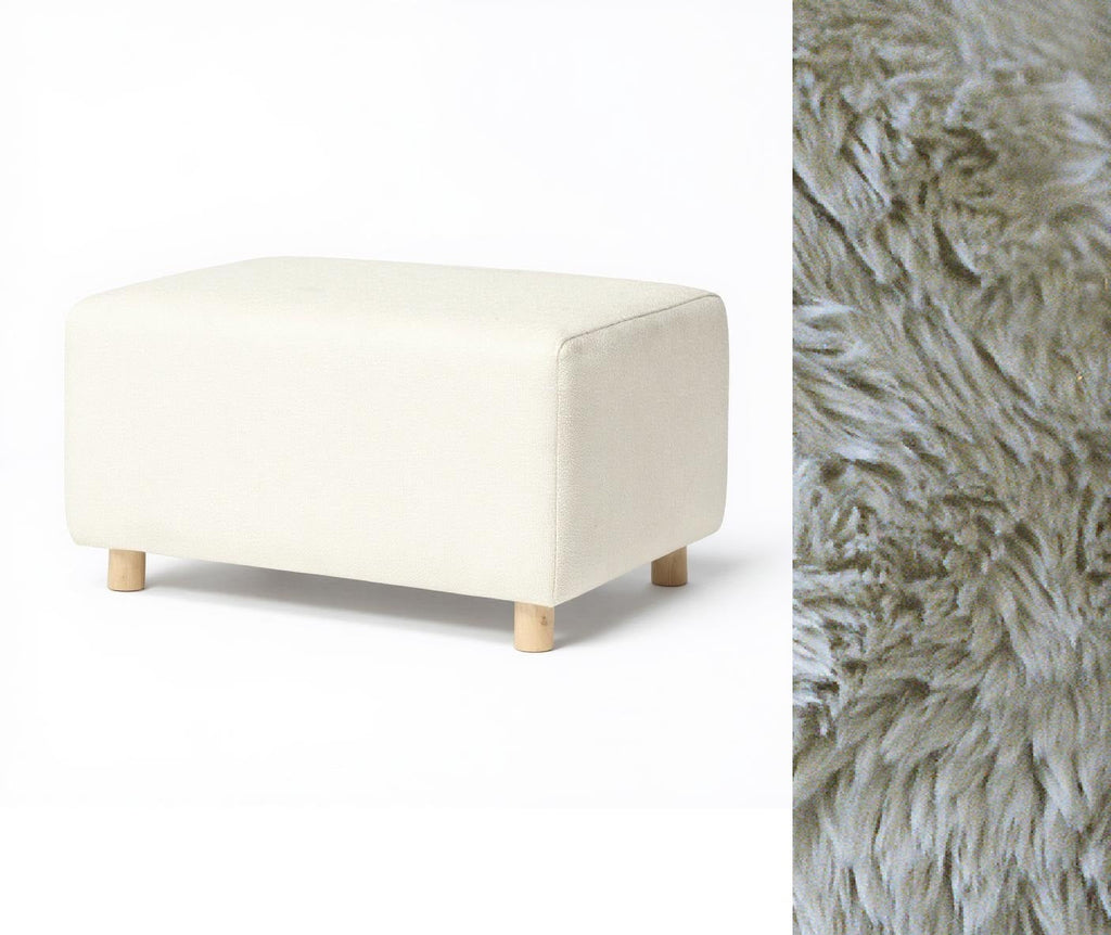 Wide Rectangle Ottoman with Wood Base I157