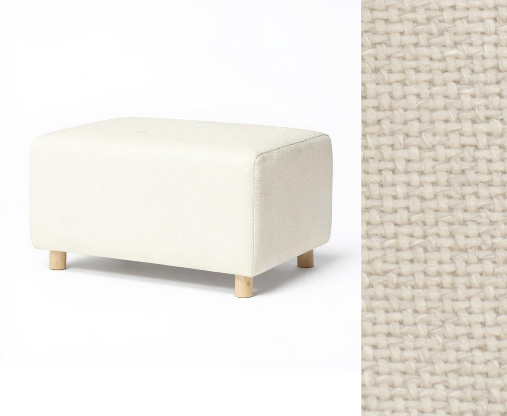 Wide Rectangle Ottoman with Wood Base I157