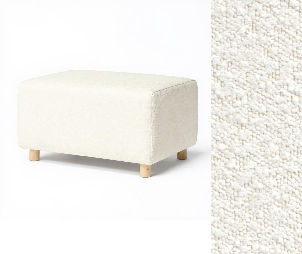 Wide Rectangle Ottoman with Wood Base I157