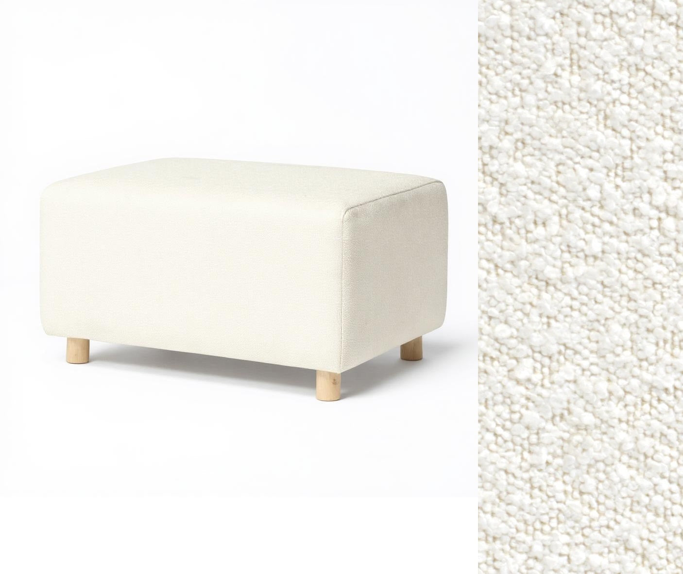 Wide Rectangle Ottoman with Wood Base I157