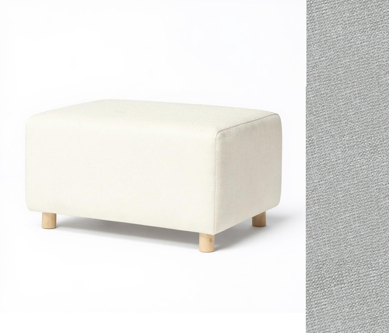 Wide Rectangle Ottoman with Wood Base I157