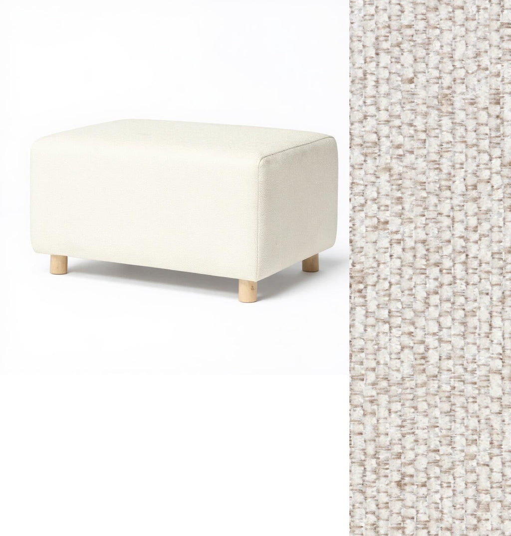 Wide Rectangle Ottoman with Wood Base I157