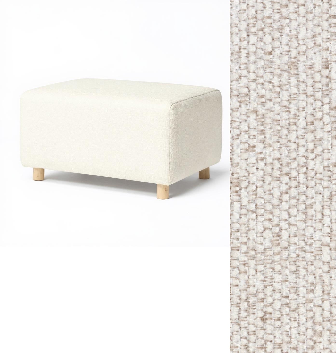 Wide Rectangle Ottoman with Wood Base I157