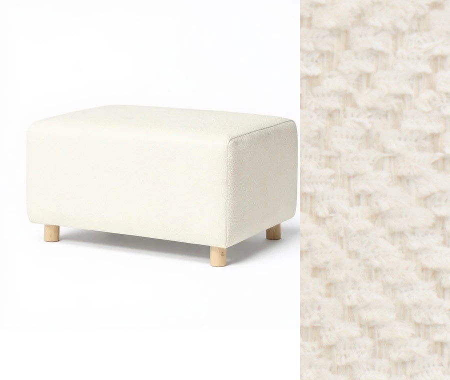 Wide Rectangle Ottoman with Wood Base I157