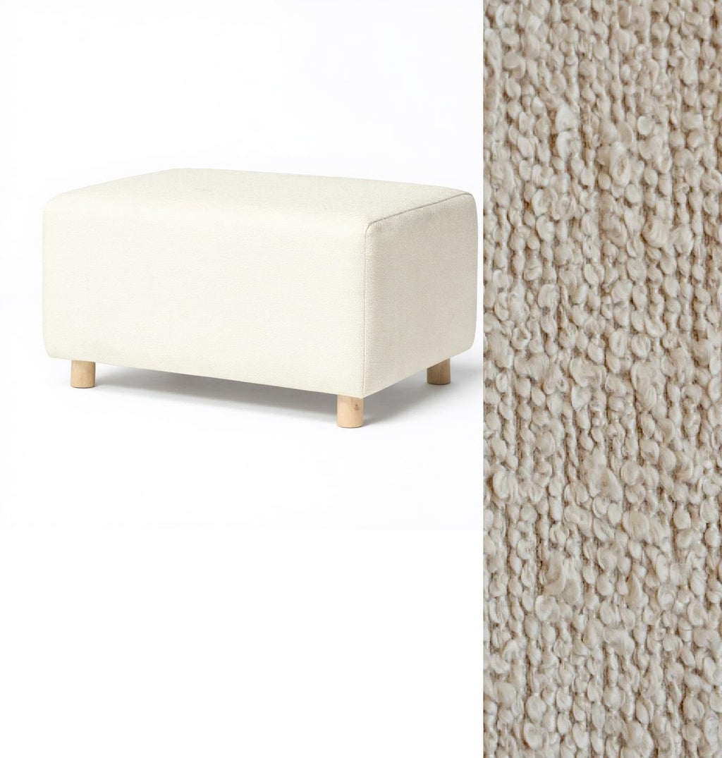 Wide Rectangle Ottoman with Wood Base I157