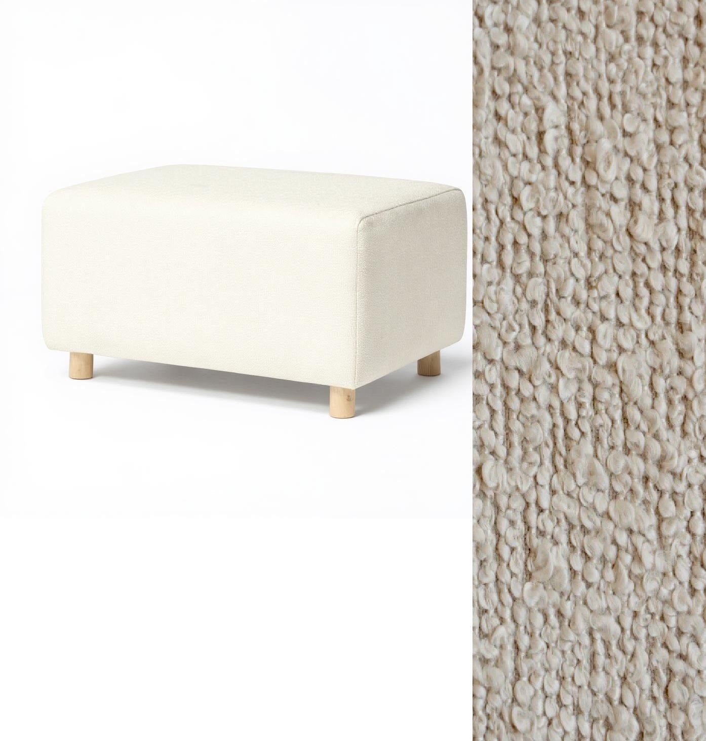 Wide Rectangle Ottoman with Wood Base I157