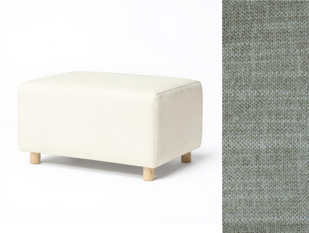 Wide Rectangle Ottoman with Wood Base I157