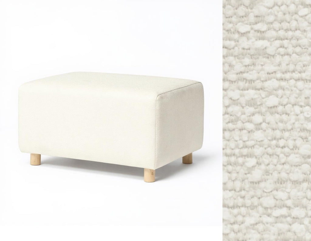 Wide Rectangle Ottoman with Wood Base I157