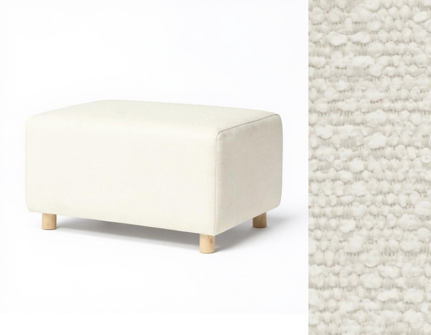 Wide Rectangle Ottoman with Wood Base I157