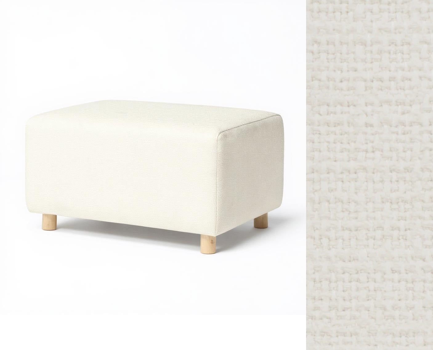 Wide Rectangle Ottoman with Wood Base I157