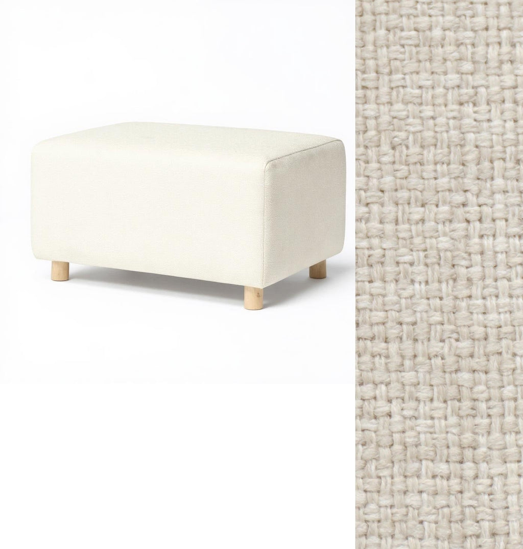 Wide Rectangle Ottoman with Wood Base I157