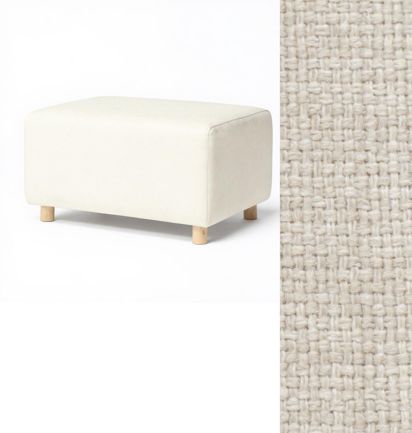 Wide Rectangle Ottoman with Wood Base I157