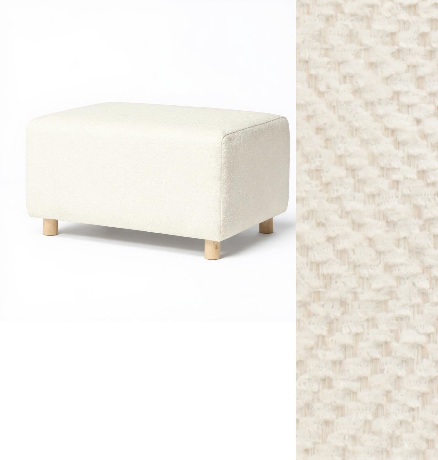 Wide Rectangle Ottoman with Wood Base I157