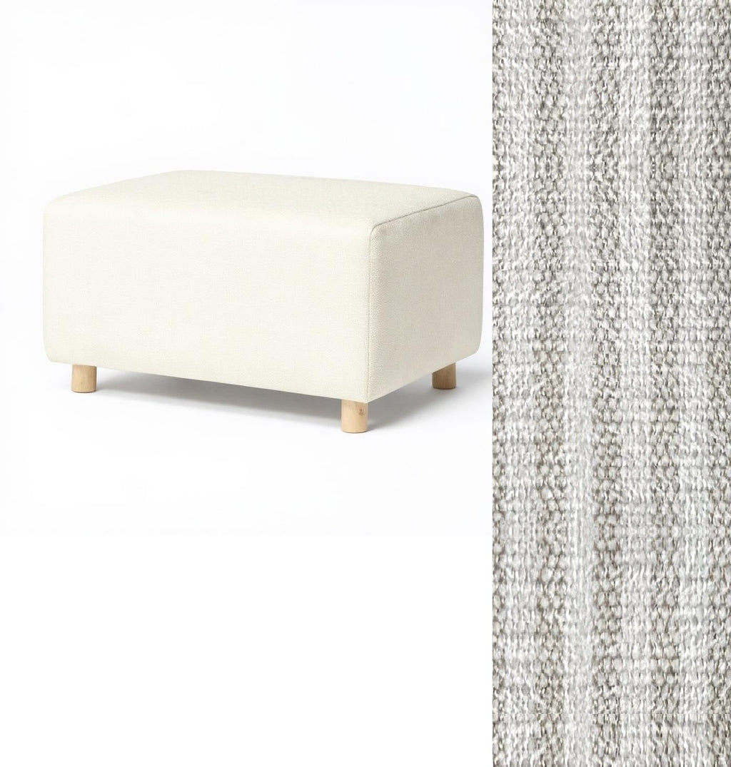 Wide Rectangle Ottoman with Wood Base I157
