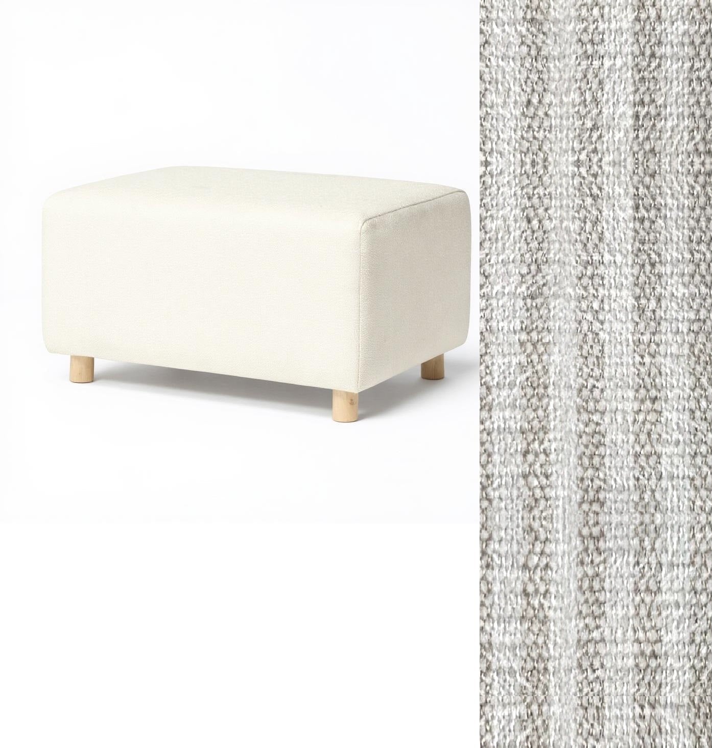 Wide Rectangle Ottoman with Wood Base I157