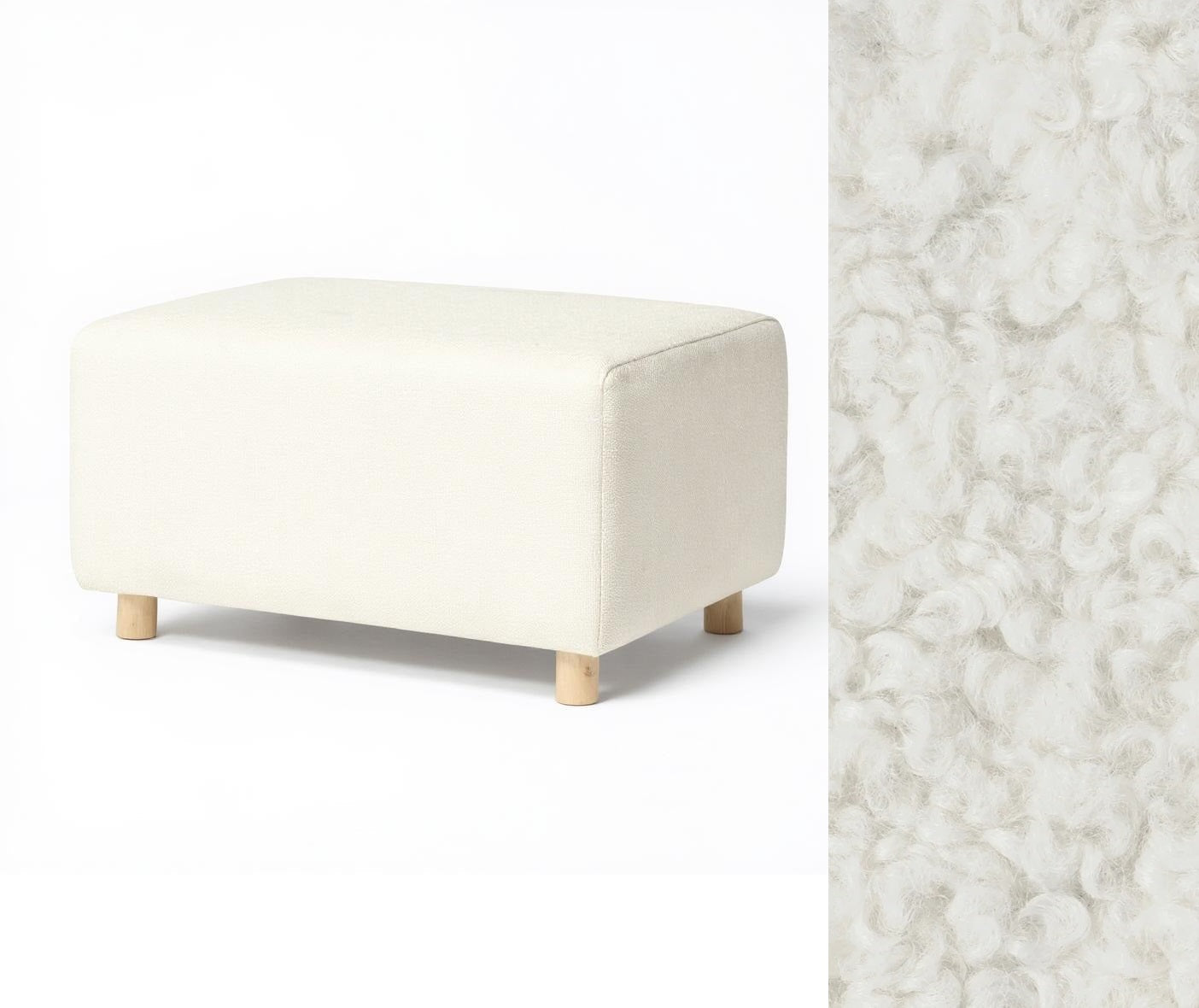 Wide Rectangle Ottoman with Wood Base I157