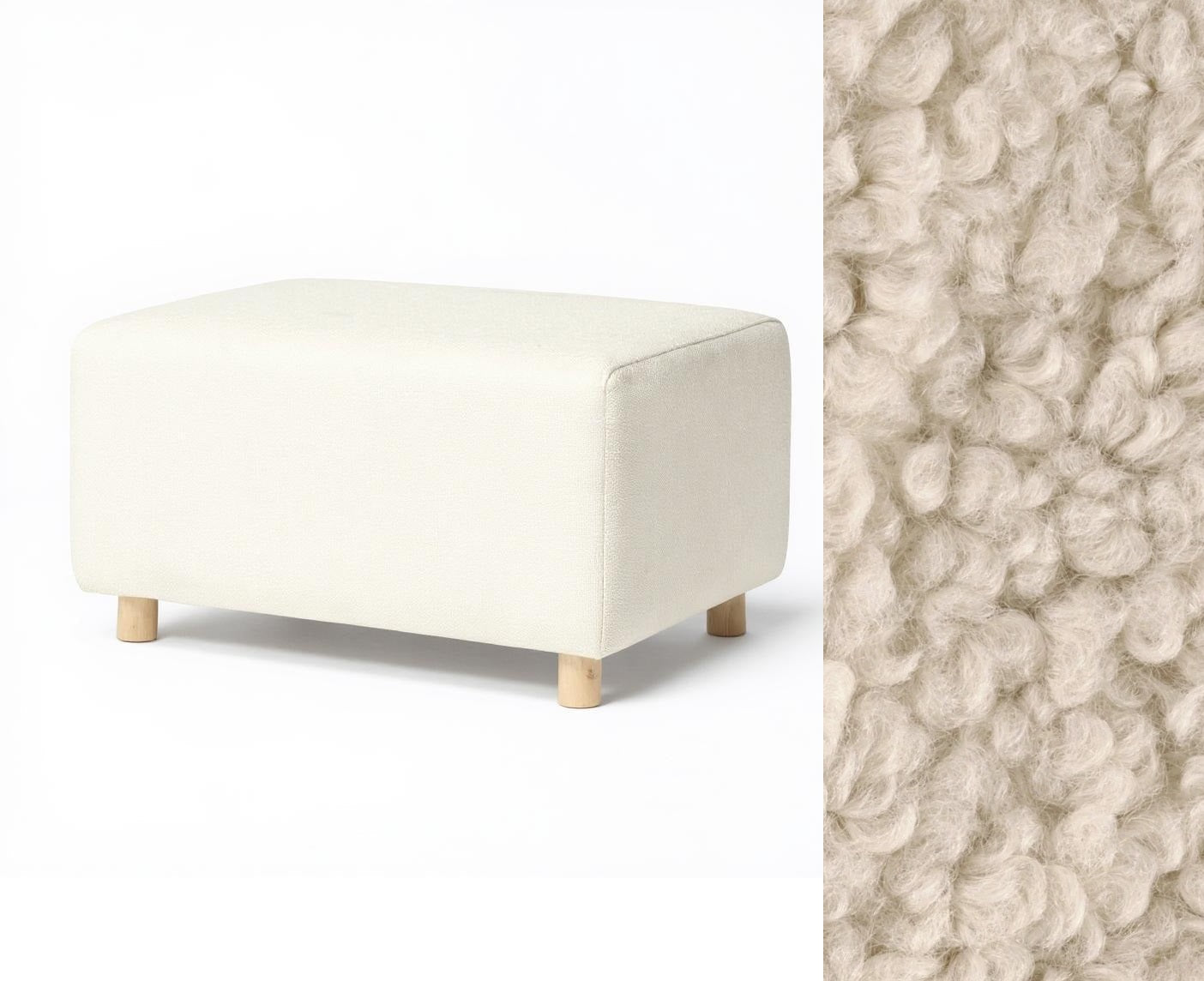 Wide Rectangle Ottoman with Wood Base I157