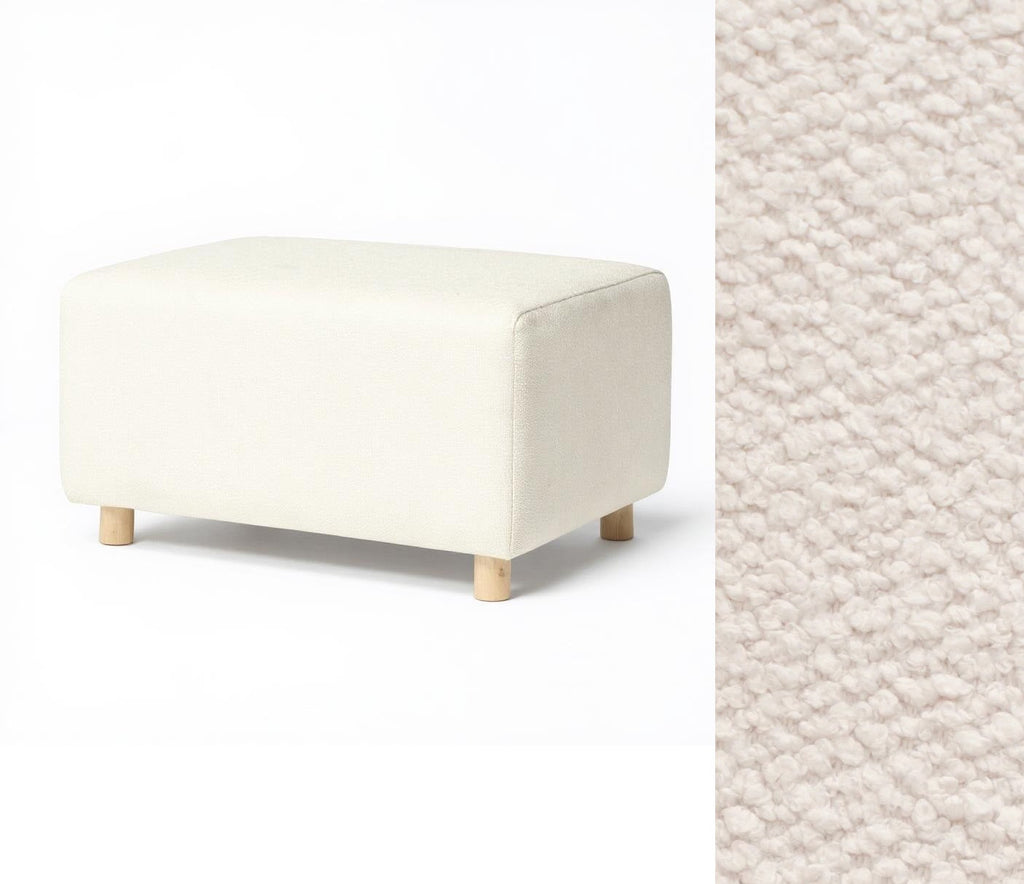 Wide Rectangle Ottoman with Wood Base I157