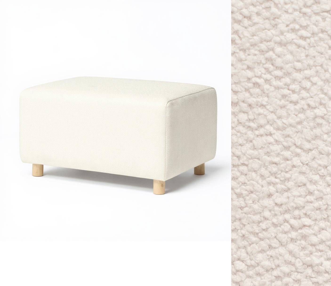 Wide Rectangle Ottoman with Wood Base I157