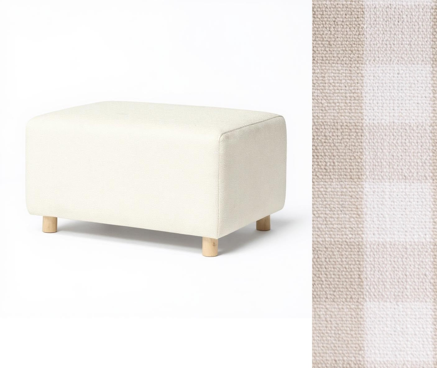 Wide Rectangle Ottoman with Wood Base I157