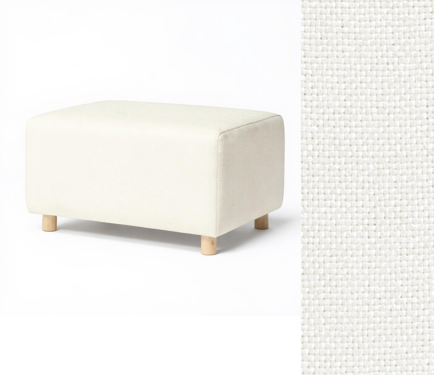 Wide Rectangle Ottoman with Wood Base I157
